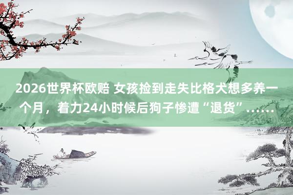 2026世界杯欧赔 女孩捡到走失比格犬想多养一个月，着力24小时候后狗子惨遭“退货”……