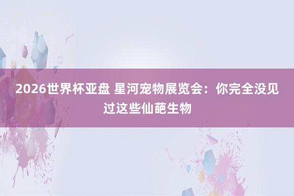 2026世界杯亚盘 星河宠物展览会：你完全没见过这些仙葩生物