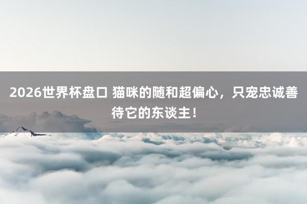 2026世界杯盘口 猫咪的随和超偏心，只宠忠诚善待它的东谈主！