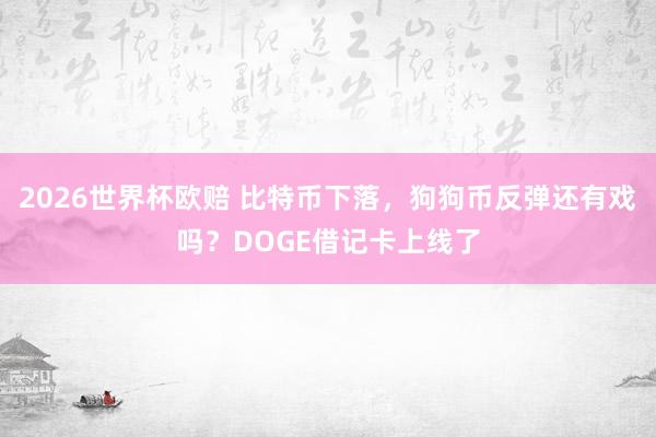 2026世界杯欧赔 比特币下落，狗狗币反弹还有戏吗？DOGE借记卡上线了