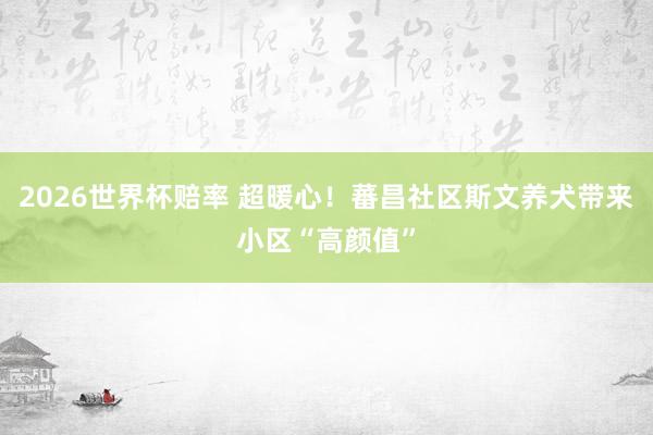 2026世界杯赔率 超暖心！蕃昌社区斯文养犬带来小区“高颜值”