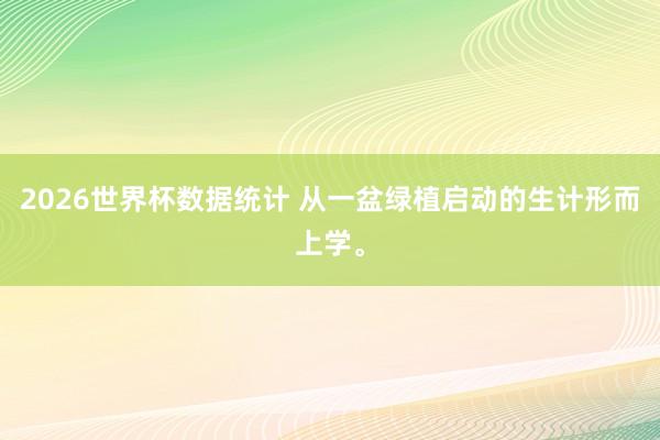 2026世界杯数据统计 从一盆绿植启动的生计形而上学。