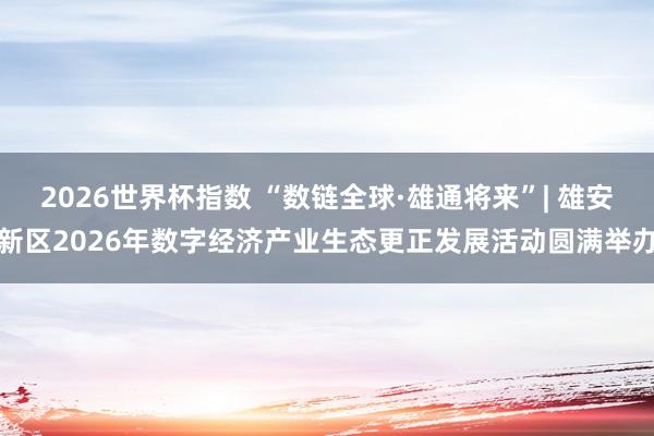 2026世界杯指数 “数链全球·雄通将来”| 雄安新区2026年数字经济产业生态更正发展活动圆满举办