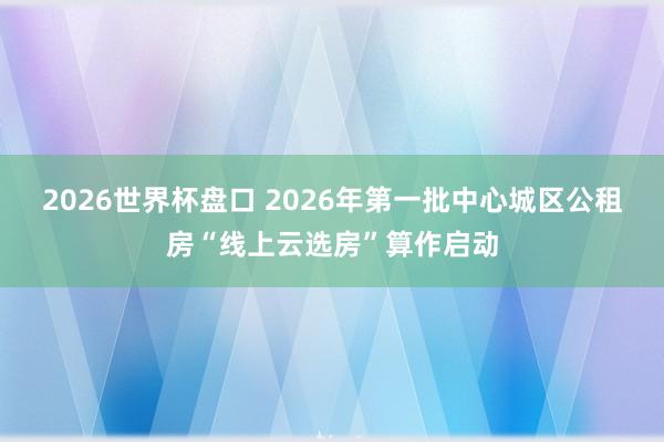 2026世界杯盘口 2026年第一批中心城区公租房“线上云选房”算作启动