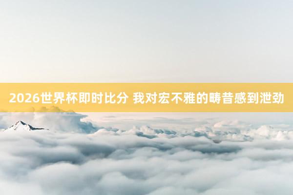 2026世界杯即时比分 我对宏不雅的畴昔感到泄劲