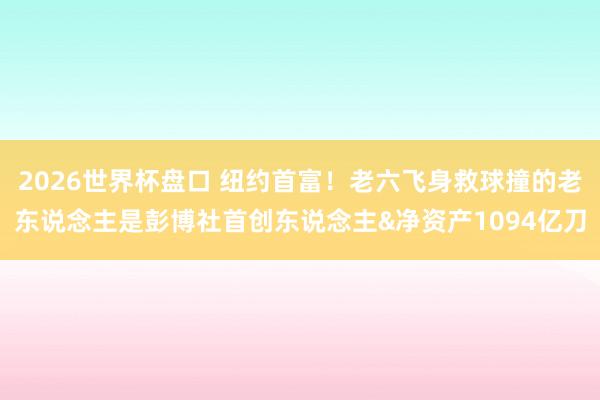 2026世界杯盘口 纽约首富！老六飞身救球撞的老东说念主是彭博社首创东说念主&净资产1094亿刀