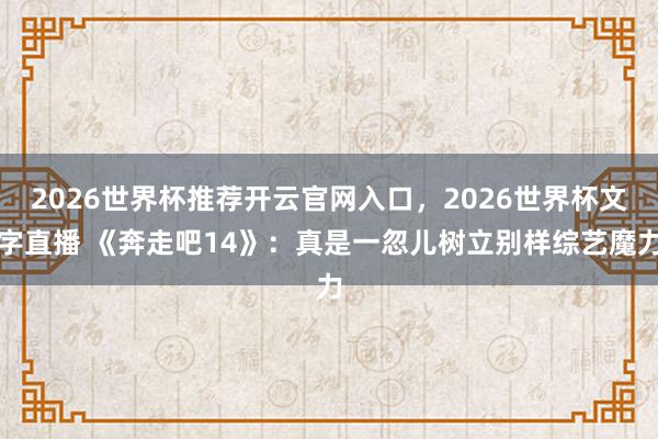 2026世界杯推荐开云官网入口，2026世界杯文字直播 《奔走吧14》：真是一忽儿树立别样综艺魔力
