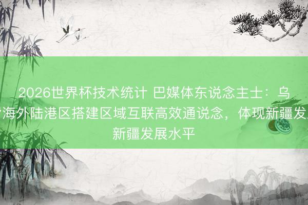 2026世界杯技术统计 巴媒体东说念主士：乌鲁木皆海外陆港区搭建区域互联高效通说念，体现新疆发展水平