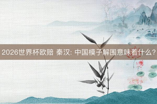 2026世界杯欧赔 秦汉: 中国模子解围意味着什么?