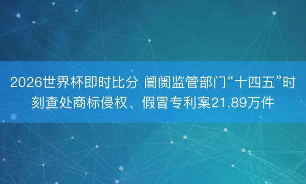 2026世界杯即时比分 阛阓监管部门“十四五”时刻查处商标侵权、假冒专利案21.89万件
