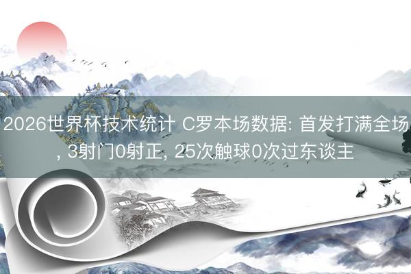 2026世界杯技术统计 C罗本场数据: 首发打满全场， 3射门0射正， 25次触球0次过东谈主